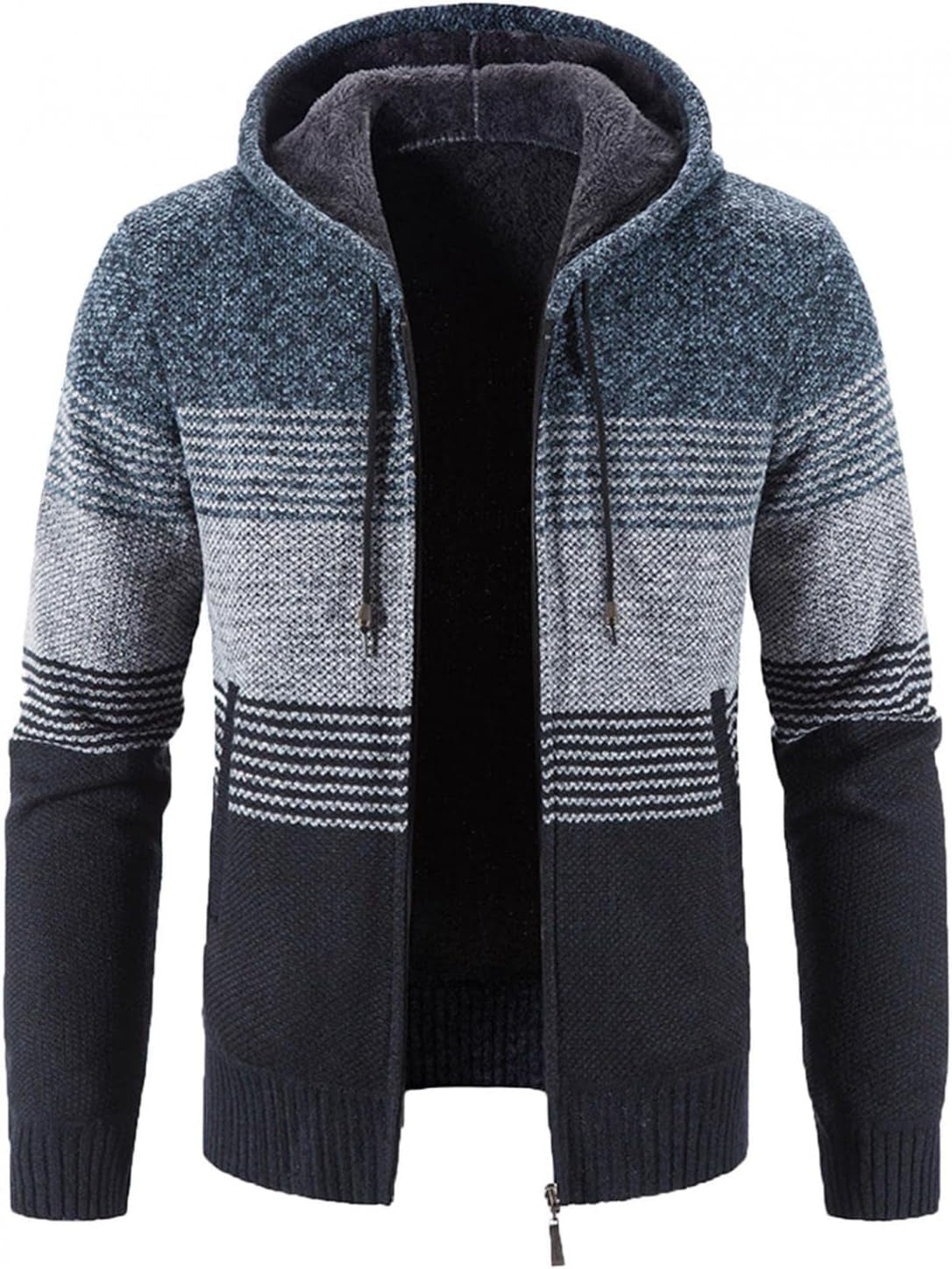 Hoodies for Men Zip up Hooded Fleece Sweatshirts Fashion Warm Winter Tops Fuzzy Sherpa Lined Jackets Coats for Men Trendy