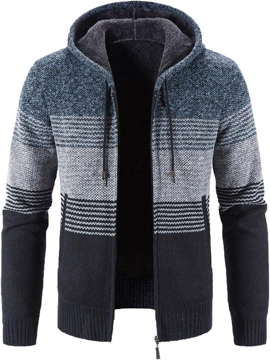 Hoodies for Men Zip up Hooded Fleece Sweatshirts Fashion Warm Winter Tops Fuzzy Sherpa Lined Jackets Coats for Men Trendy