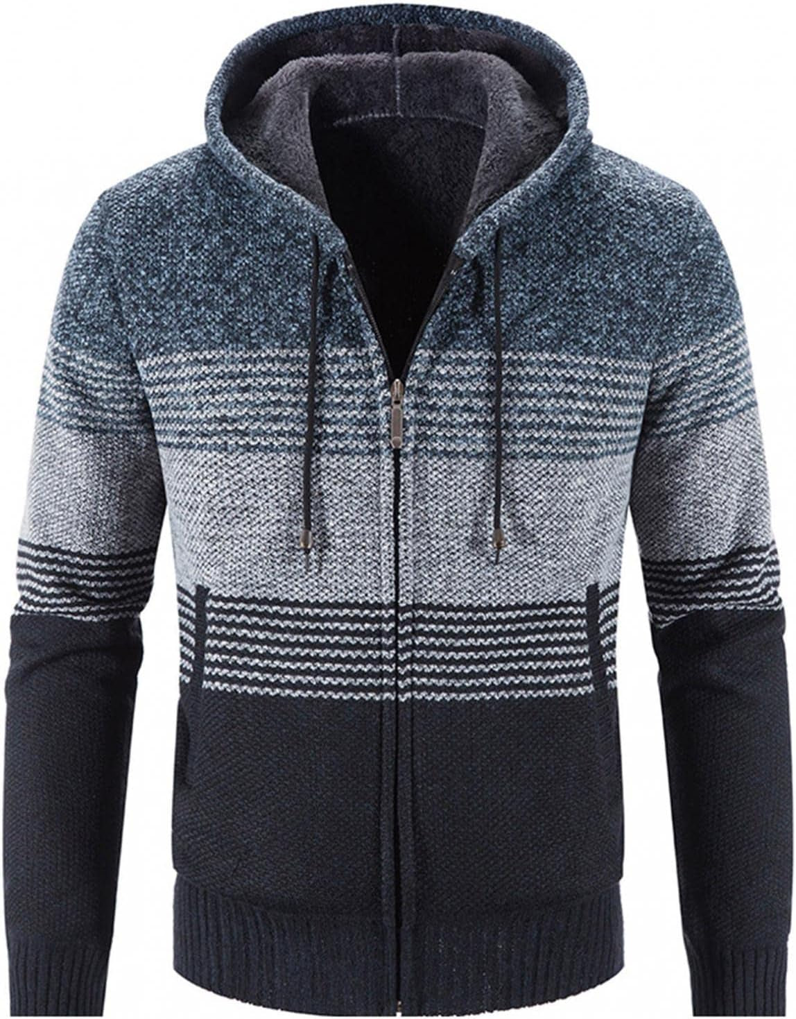 Hoodies for Men Zip up Hooded Fleece Sweatshirts Fashion Warm Winter Tops Fuzzy Sherpa Lined Jackets Coats for Men Trendy